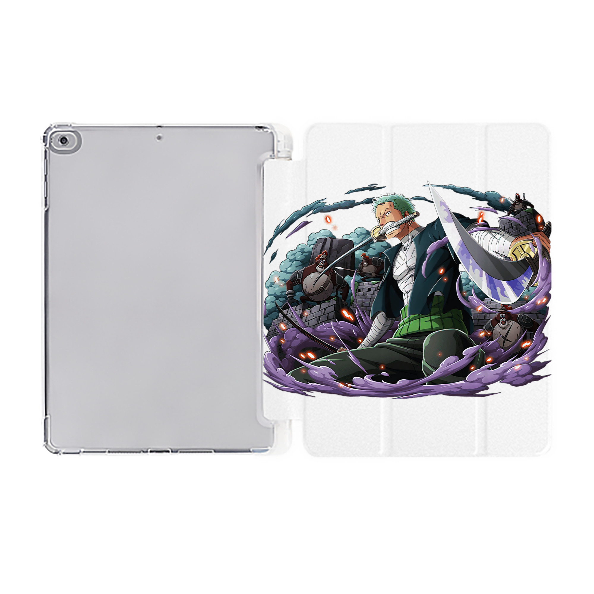 （画像用） ワンピース ロロノア・ゾロ ONE PIECE Roronoa Zoro IPad ケース ペン収納付き 三つ折りスタンド PUレザー×シリコン 対応機種9.5/10.5/10.9インチ